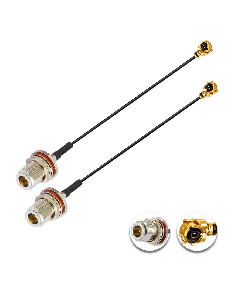 POBADY 2PCS U.F.L1 to N Type Female Low Loss Coaxial Cable 2" /5CM U.F.L1 1.13mm Mini-Coaxial Pigtail Cable for Wireless Routers Mini PCIE Network Cards PCI Wi-Fi WAN Repeater - Image 1